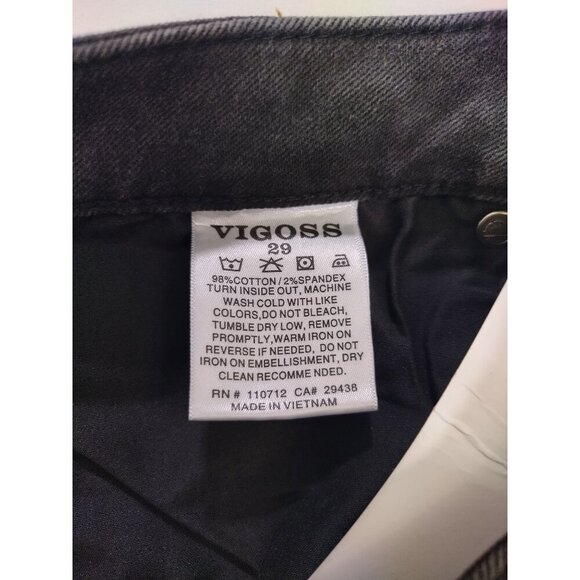 Vigoss Womens Black Distressed Straight-Leg Jeans Size 29 Cotton/Spandex, NWT. - Picture 4 of 9